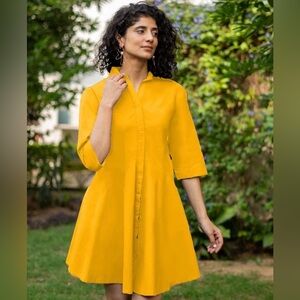 TopShop Midi Shirt Dress | Mustard Yellow | Size 6
